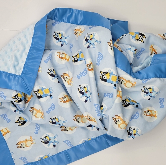 Extra Large Lovely Bluey & Bingo cotton Kids blanket,satin binding blanket 44x60 - Picture 6 of 15